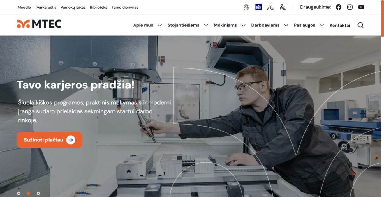 Marijampolės profesinio rengimo centras · Website screenshot