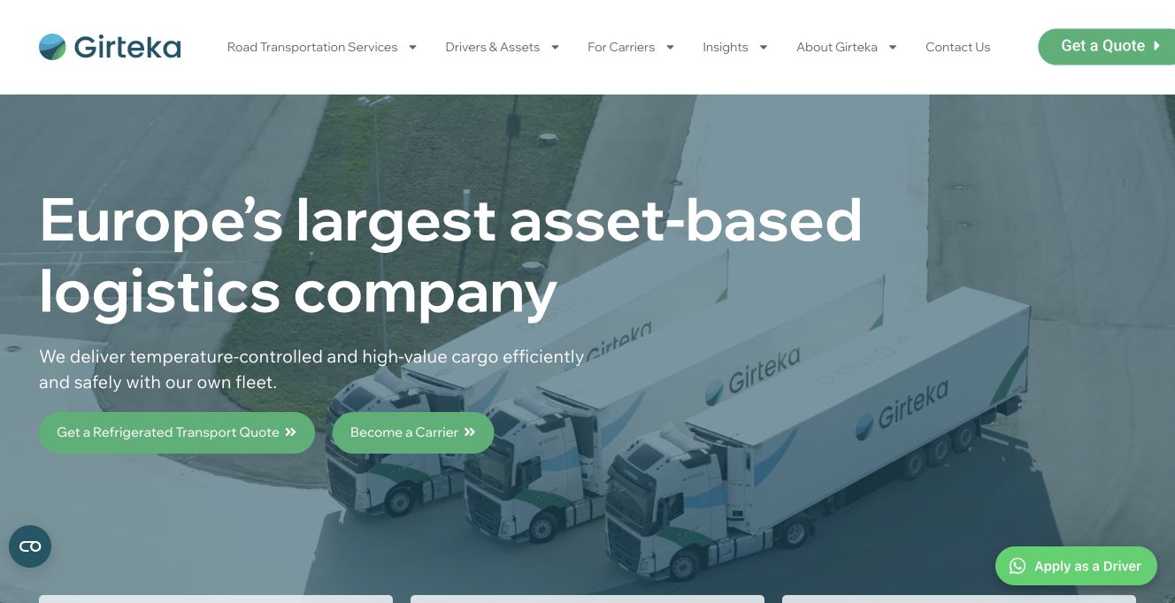 GIRTEKA · Website screenshot