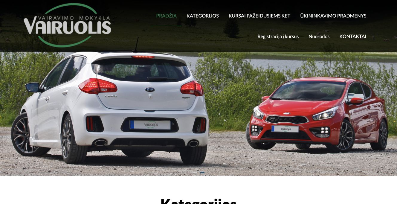Vairuolis · Website screenshot