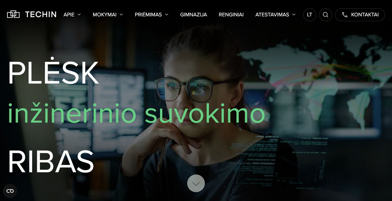 Vilniaus technologijų ir inžinerijos mokymo centras · Website screenshot